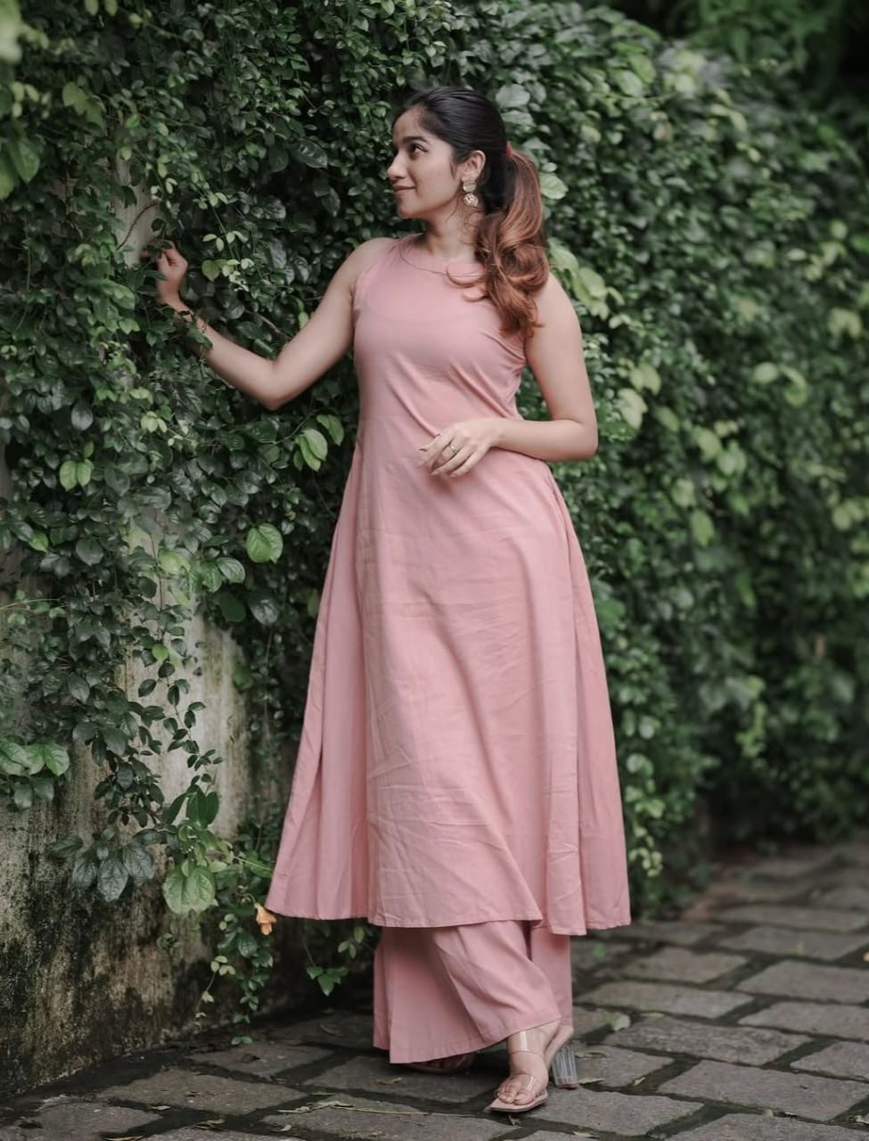 Classy Peach Embroidered Co-ord Set