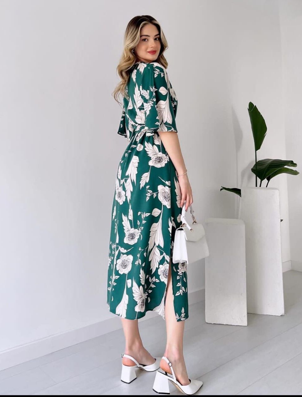 Designer Floral Printed Midi Dress