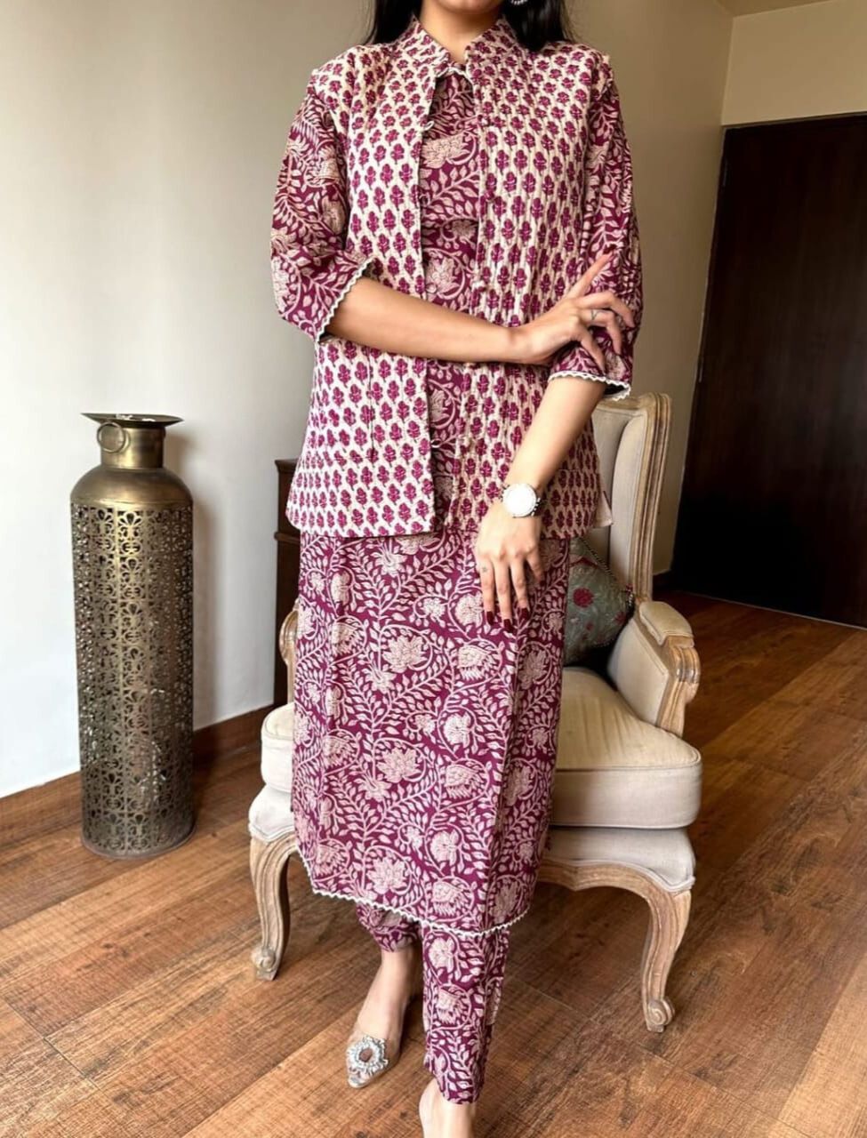 Hand Block Soft Embroidered Co-ord Set