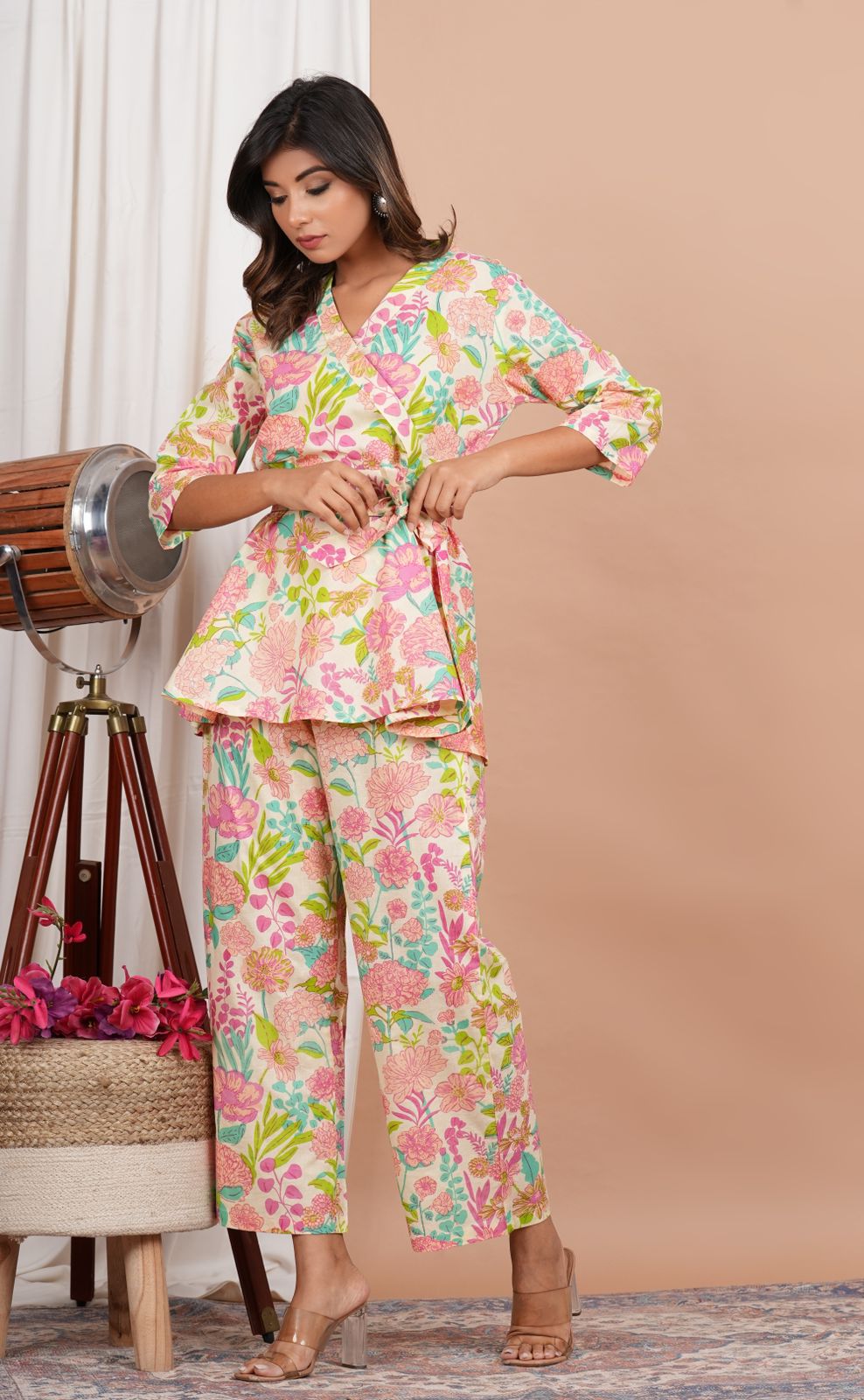 Angrakha Style Cotton Co-ord Set