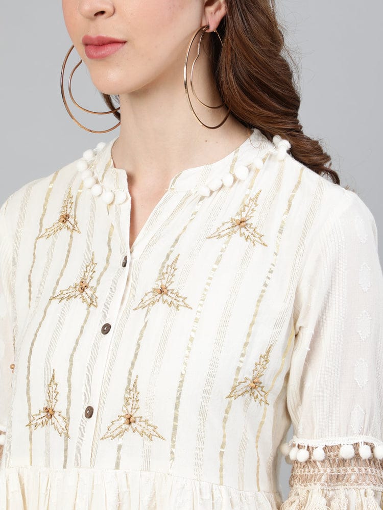 Off White embroidered Dress