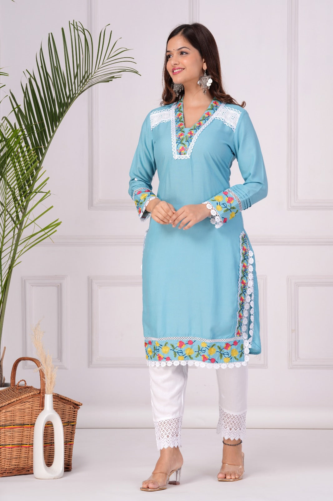 Blue Embroidered Stylish Co-ord Set