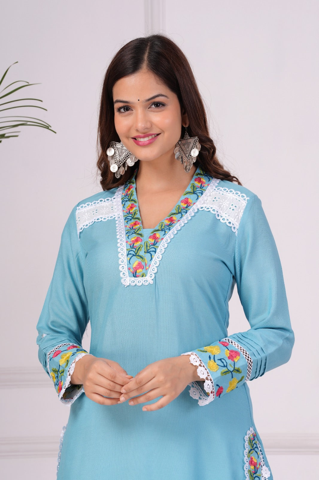 Blue Embroidered Stylish Co-ord Set
