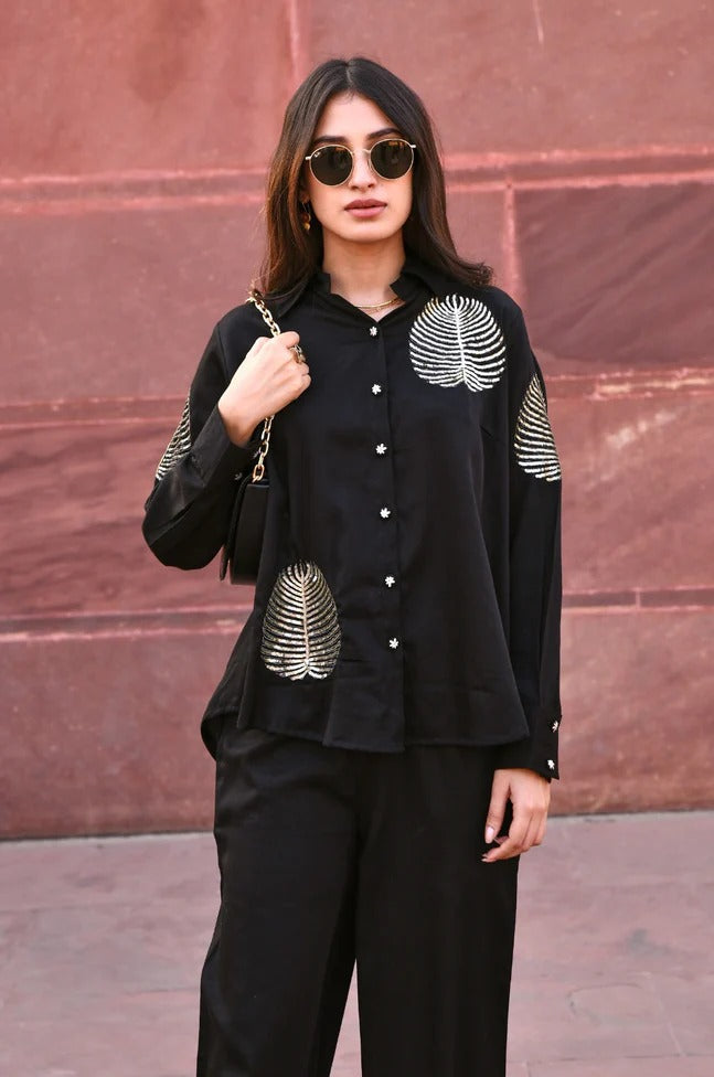 Designer Black Sequin embroidery Co-ord Set