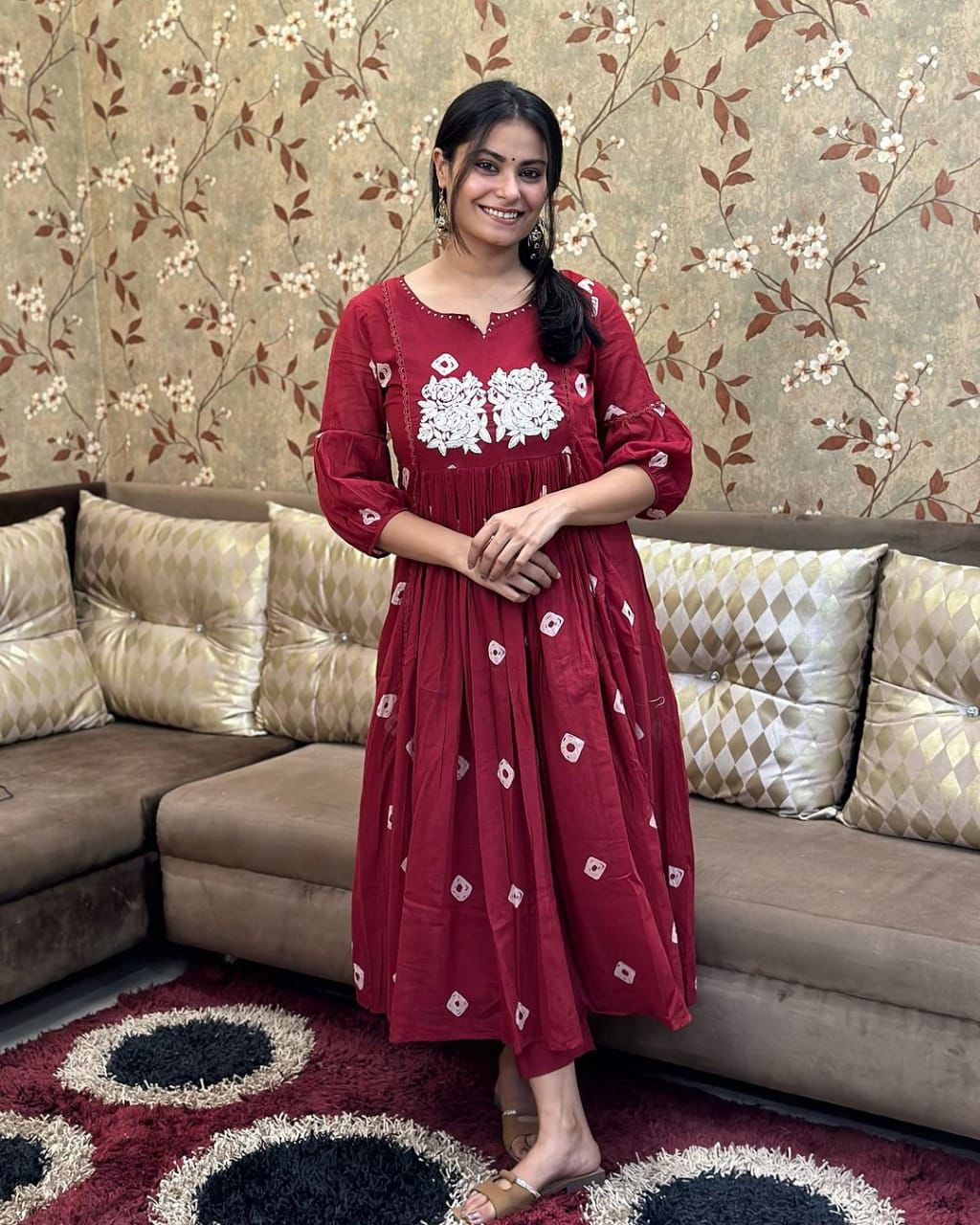 Designer Maroon Embroidered Co-ord Set