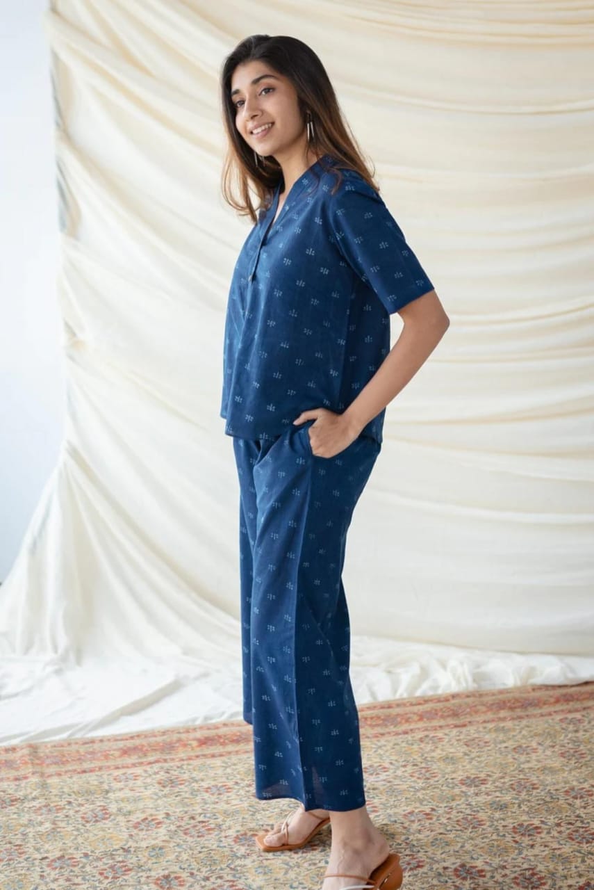 Stylish Blue Printed Co-ord Set