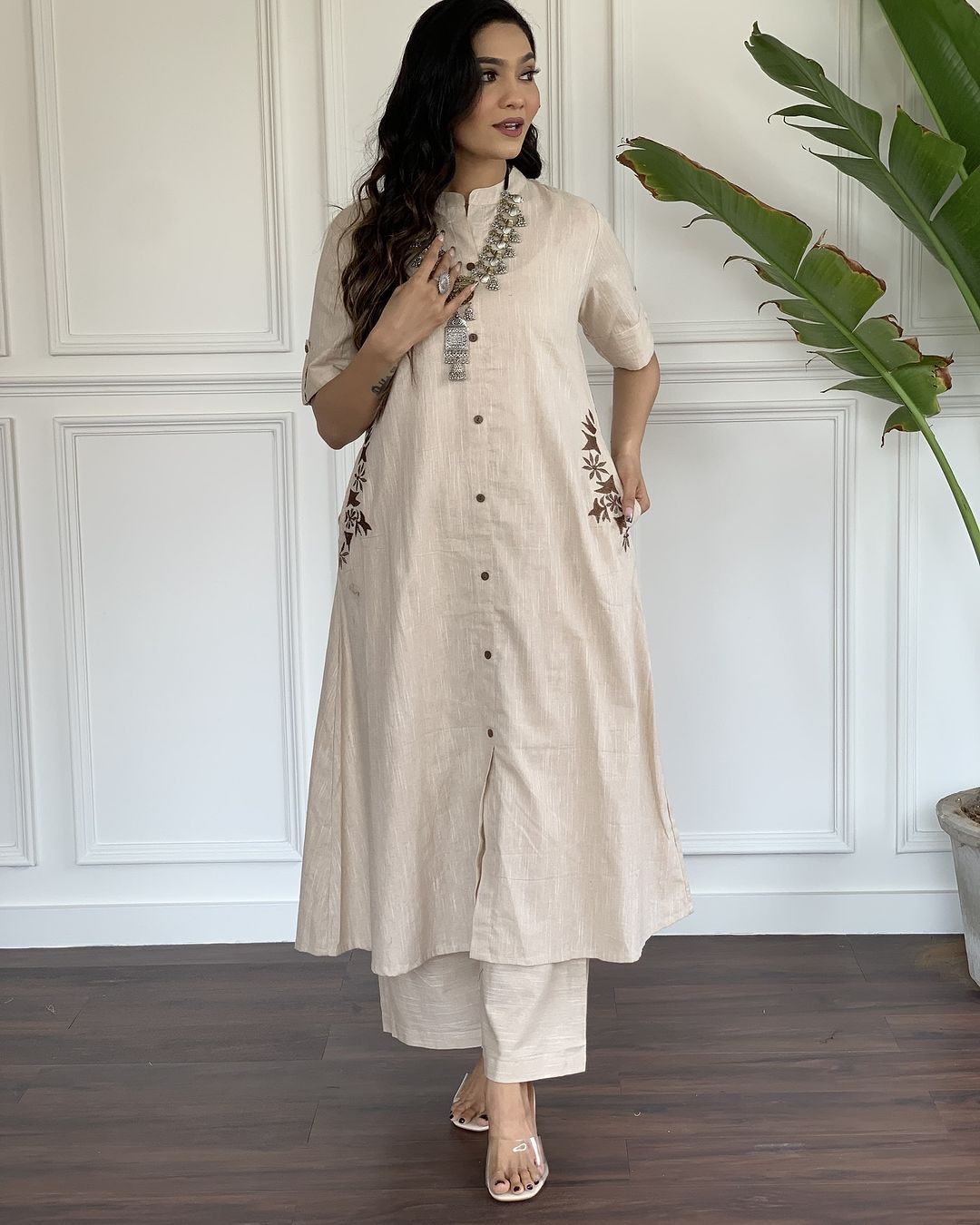 A-line South Cotton Solid Co-ord Set