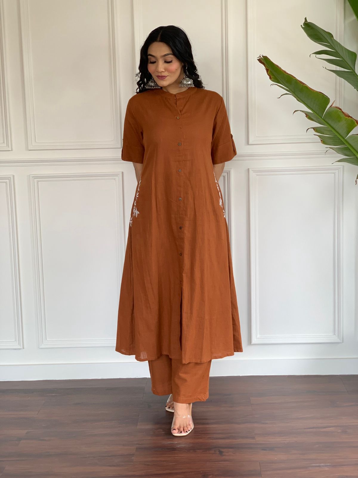 Elegant A-line Solid Co-ord Set