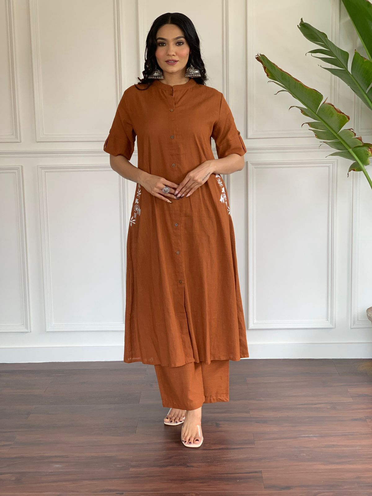 Elegant A-line Solid Co-ord Set