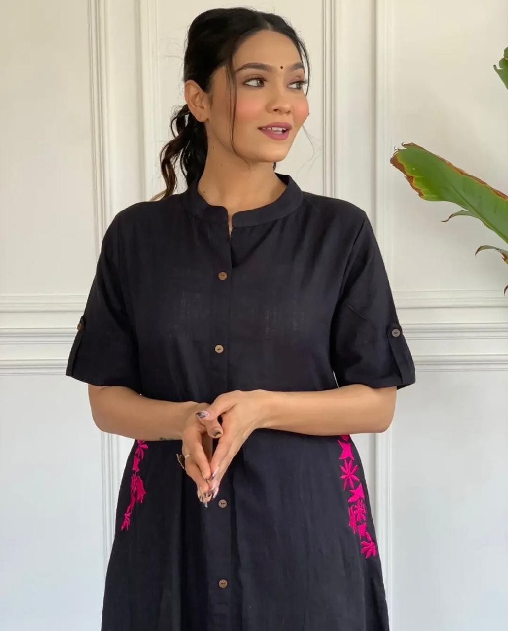 Premium A-line Black Embroidered Co-ord Set
