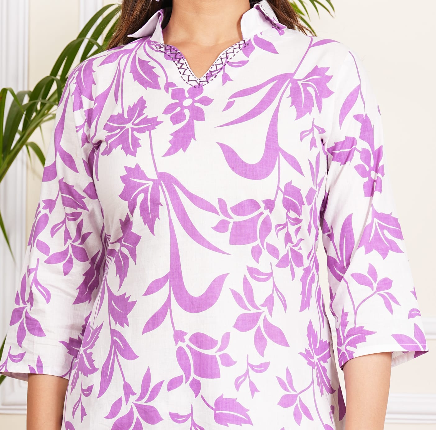 Floral Purple Embroidered Co-ord Set