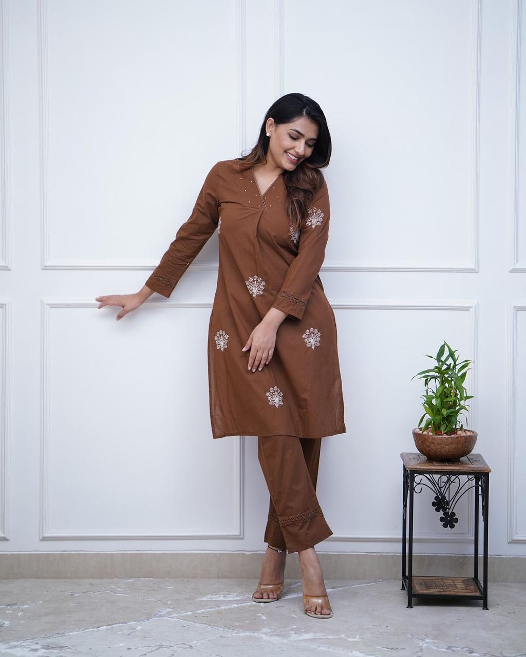 Stylish Floral Embroidered Co-ord Set