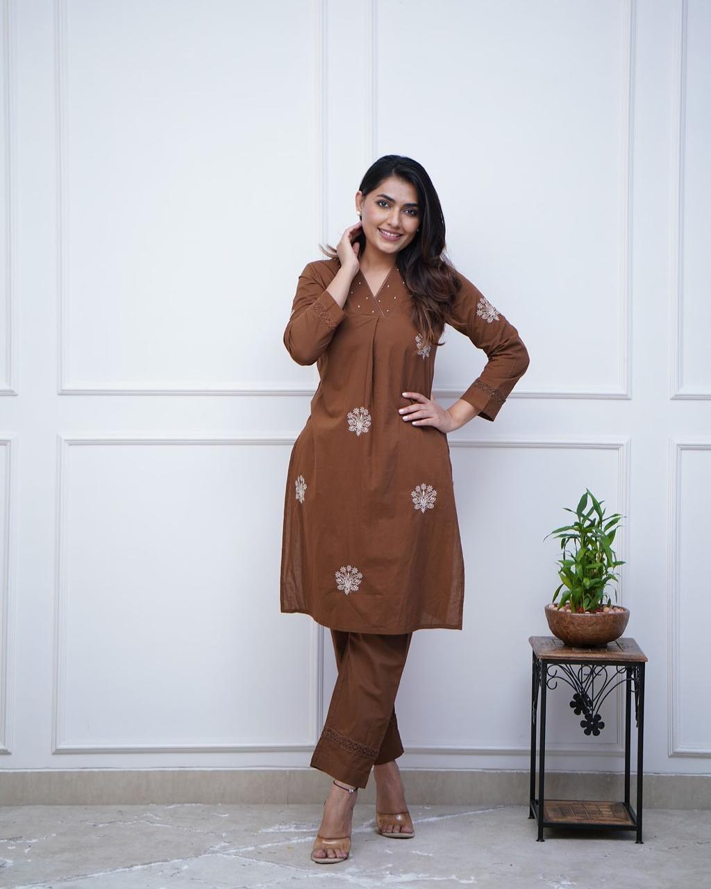 Stylish Floral Embroidered Co-ord Set