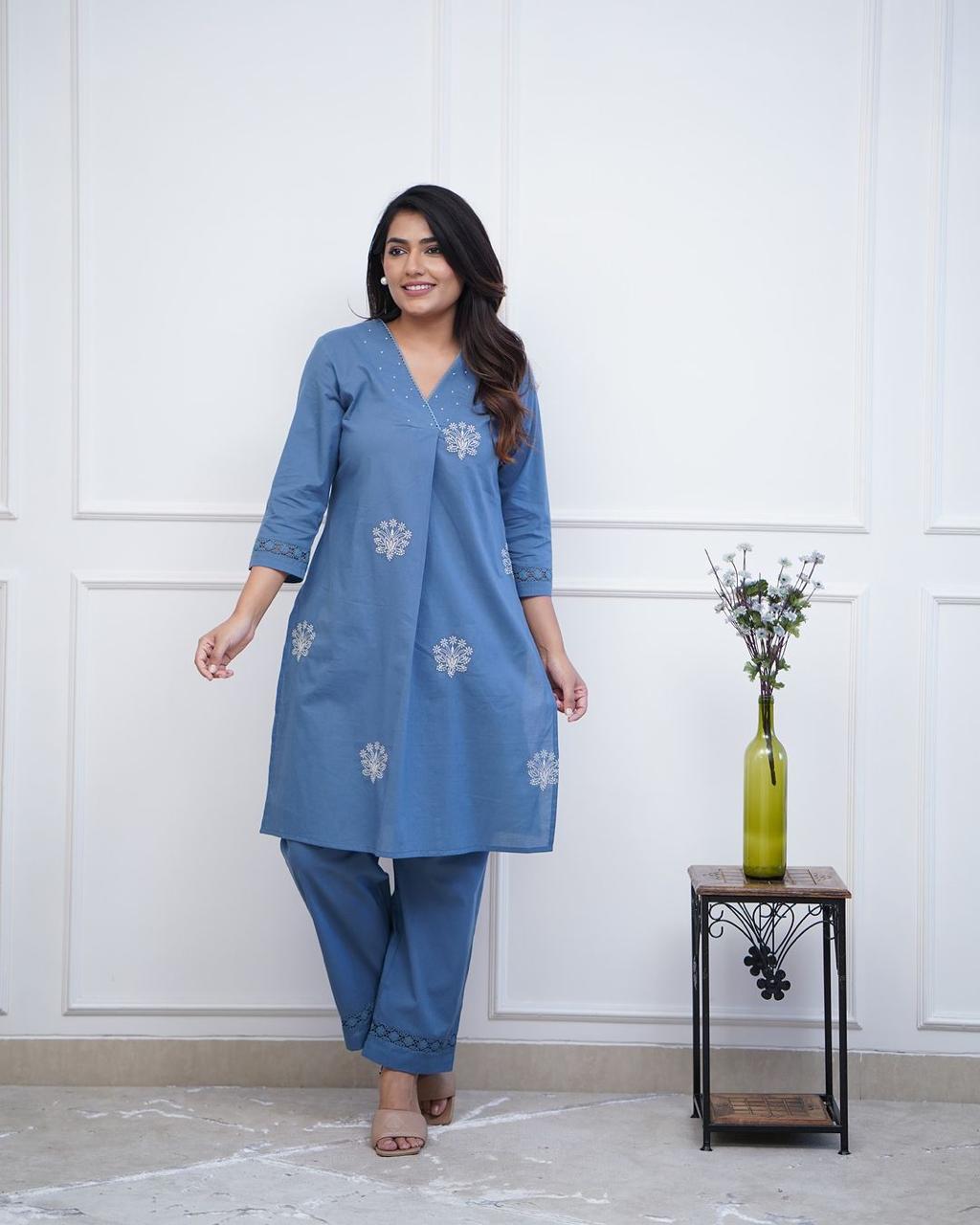 Stylish Floral Embroidered Co-ord Set