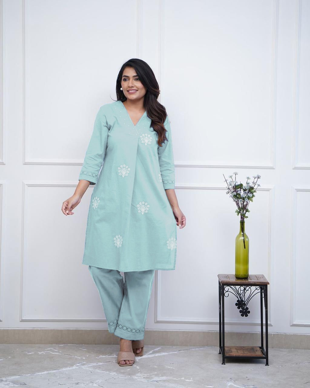 Stylish Floral Embroidered Co-ord Set