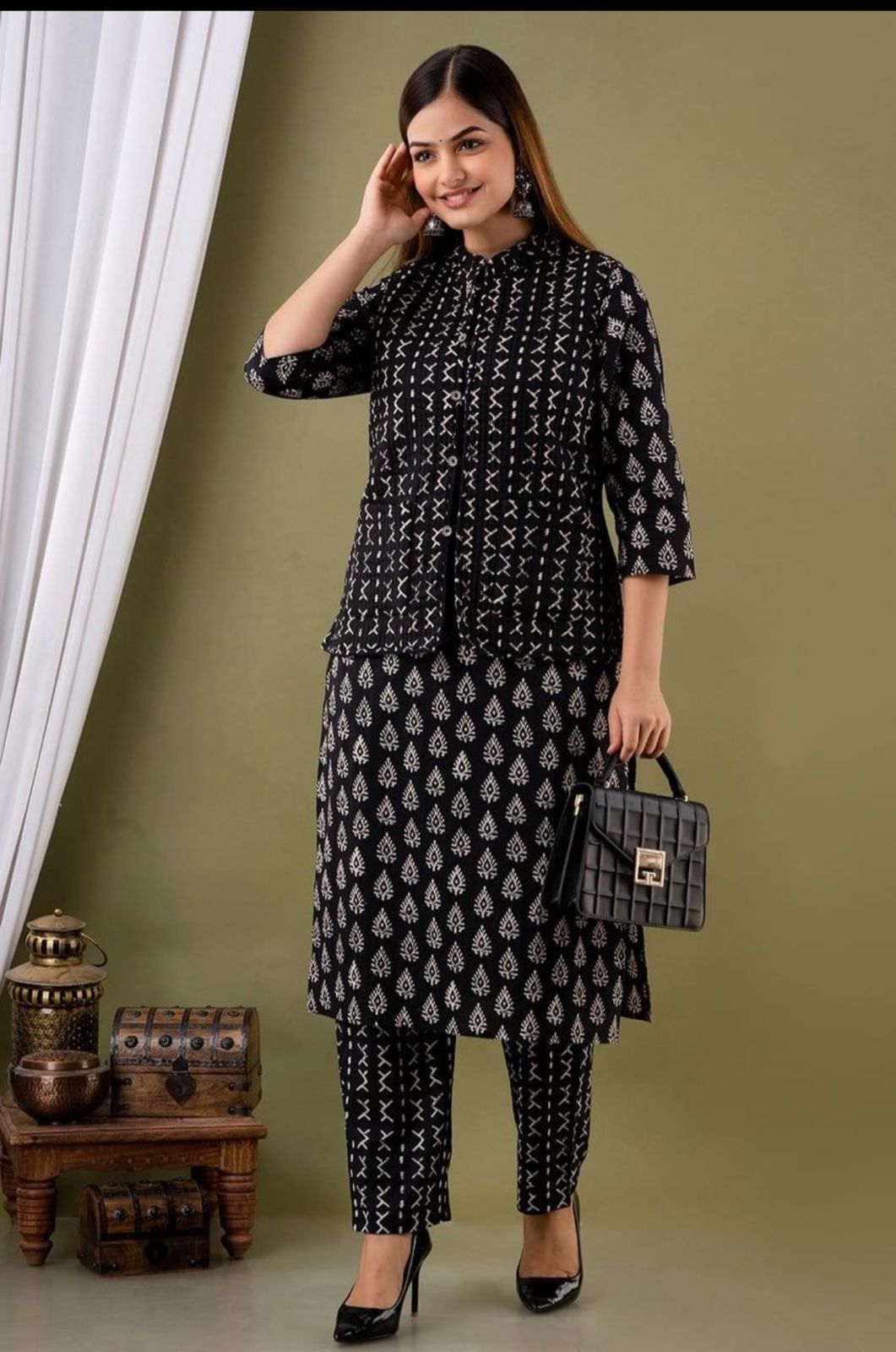 Hand Block Soft Embroidered Co-ord Set
