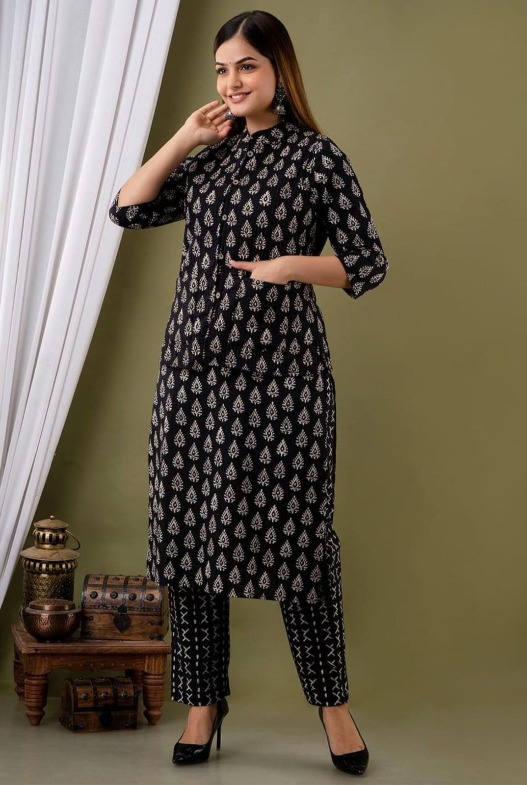 Hand Block Soft Embroidered Co-ord Set