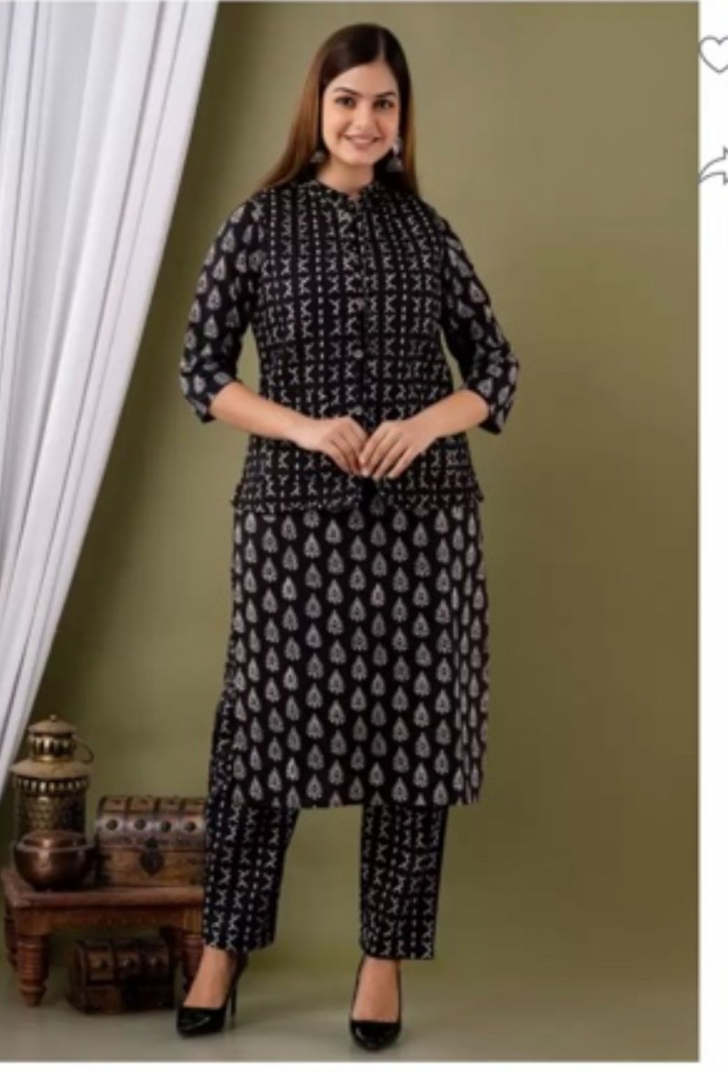 Hand Block Soft Embroidered Co-ord Set