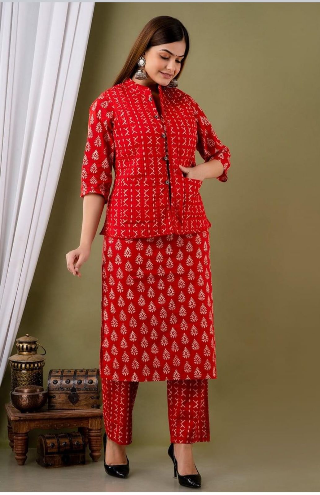 Hand Block Soft Embroidered Co-ord Set