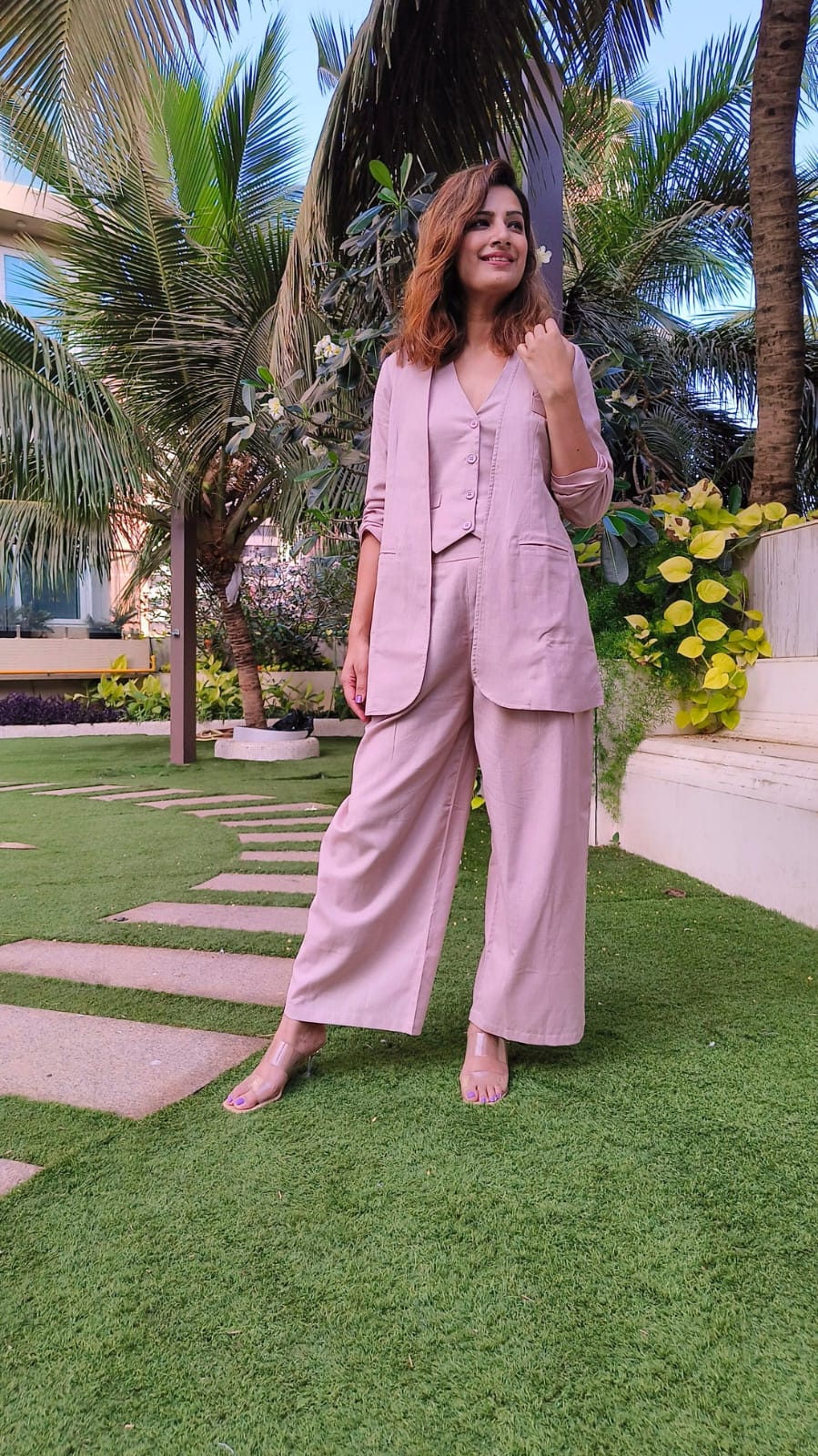 Solid Stylish 3 Piece Co-ord Set