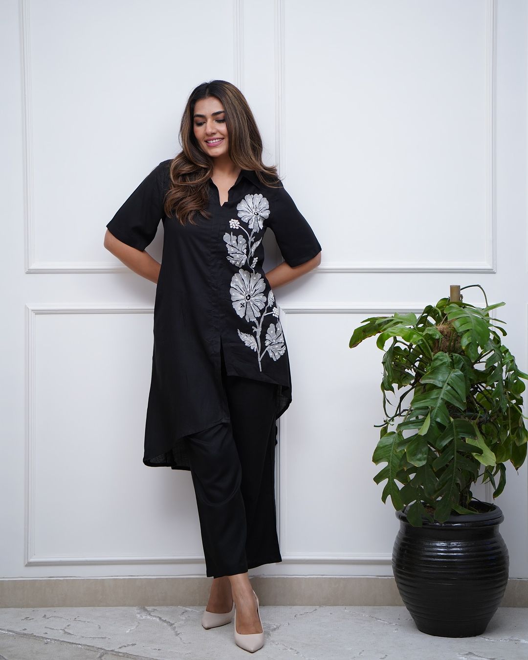 Stylish Floral Embroidered Co-ord Set