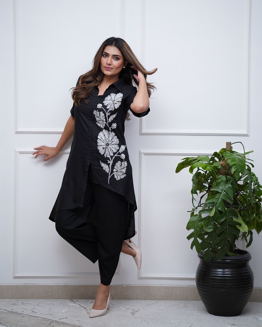 Stylish Floral Embroidered Co-ord Set
