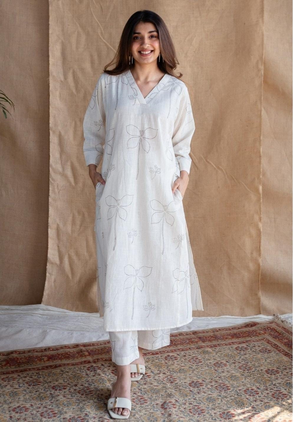 Elegant White Printed Co-ord Set