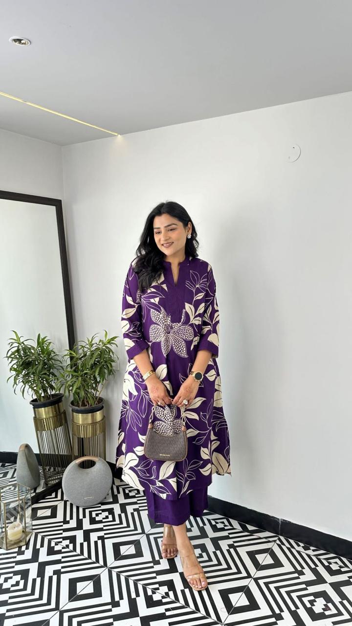 Elegant Floral Printed Co-ord Set