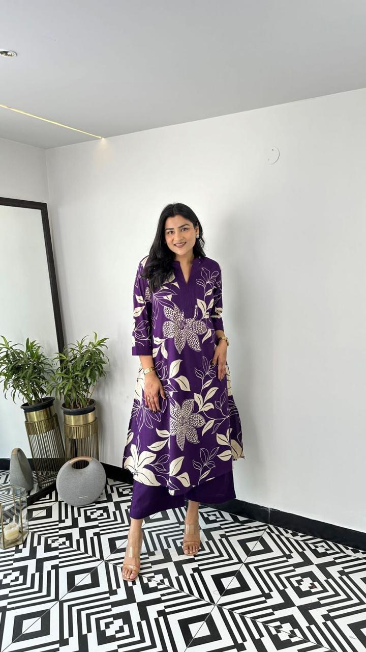 Elegant Floral Printed Co-ord Set