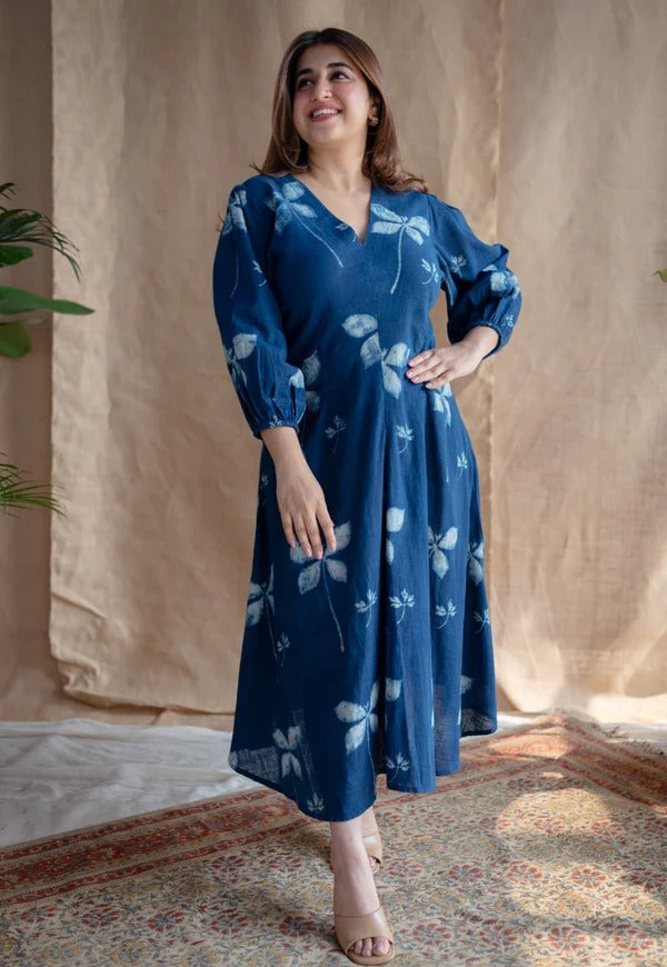 Stylish Floral Designed Midi Dress