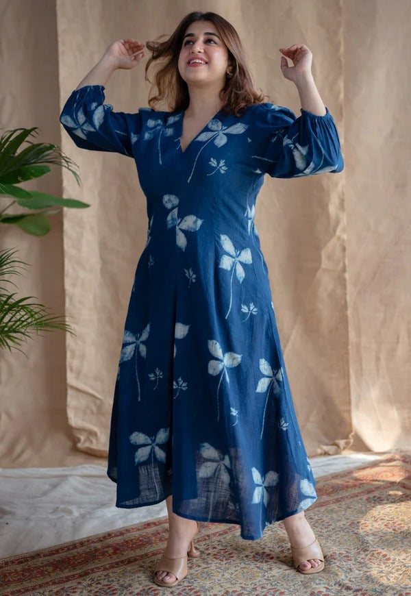 Stylish Floral Designed Midi Dress