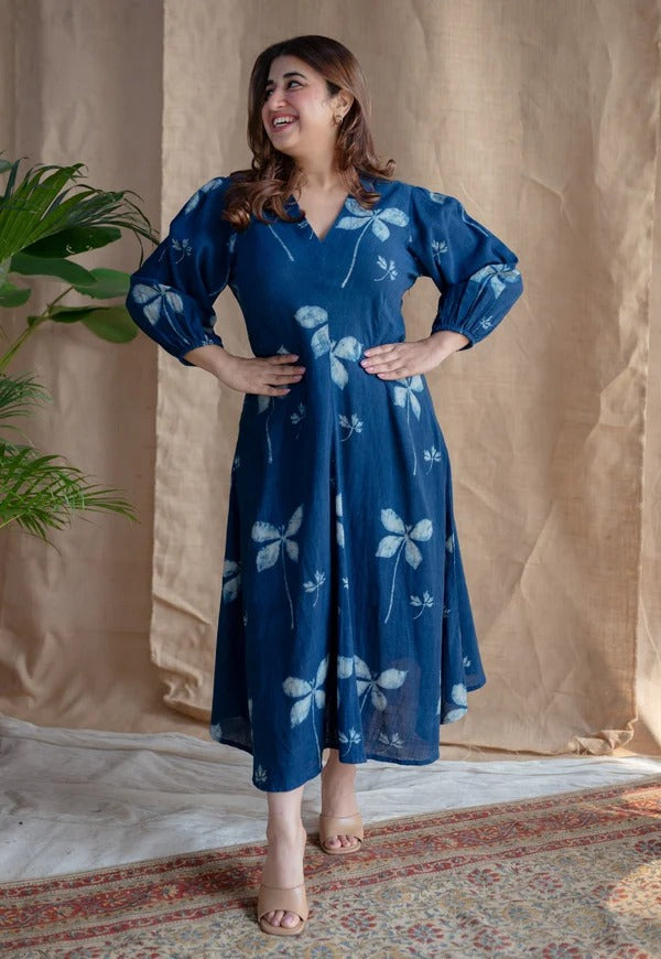 Stylish Floral Designed Midi Dress