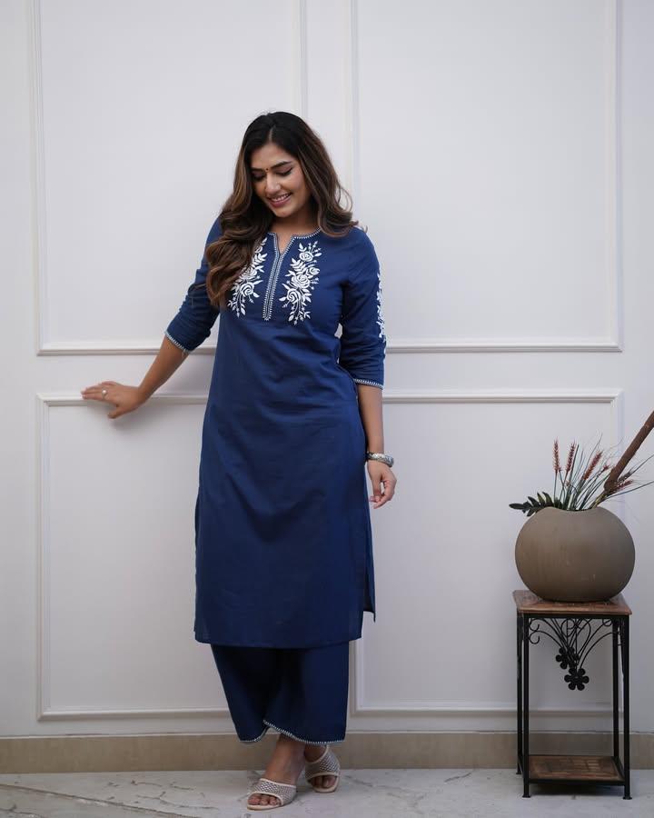 Beautiful Blue Embroidered Co-ord Set