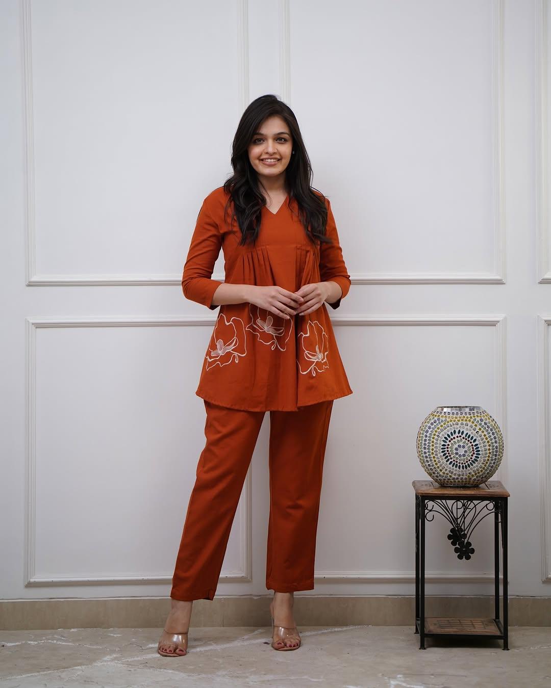 Casual Designer Embroidered Co-ord Set