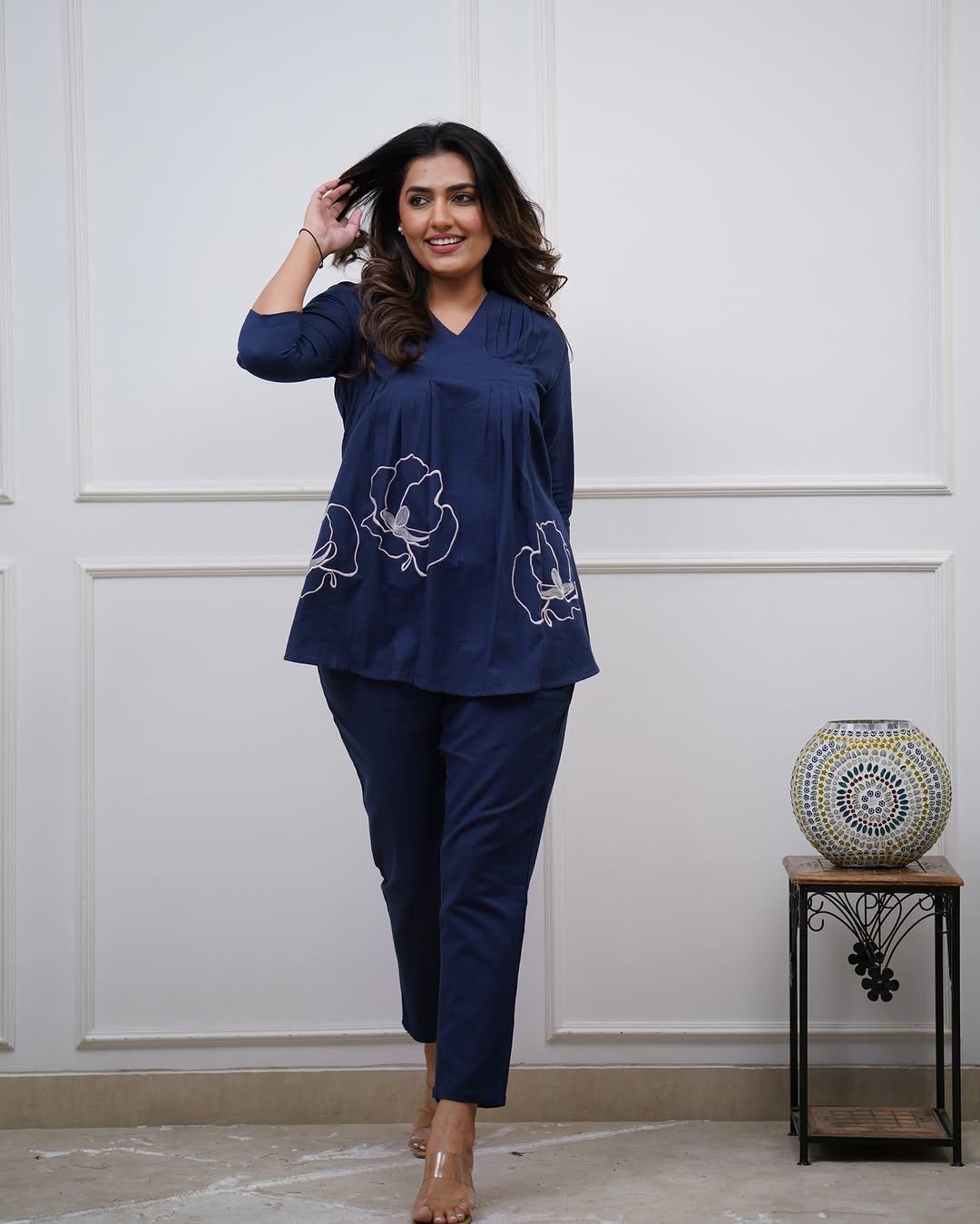 Casual Designer Embroidered Co-ord Set