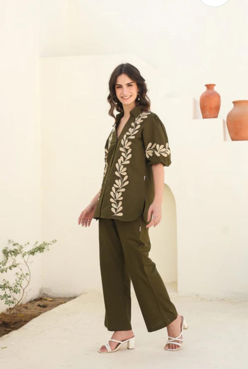 Premium Floral Embroidered Co-ord Set