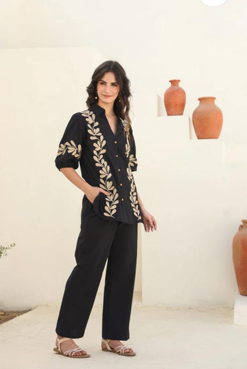 Premium Floral Embroidered Co-ord Set