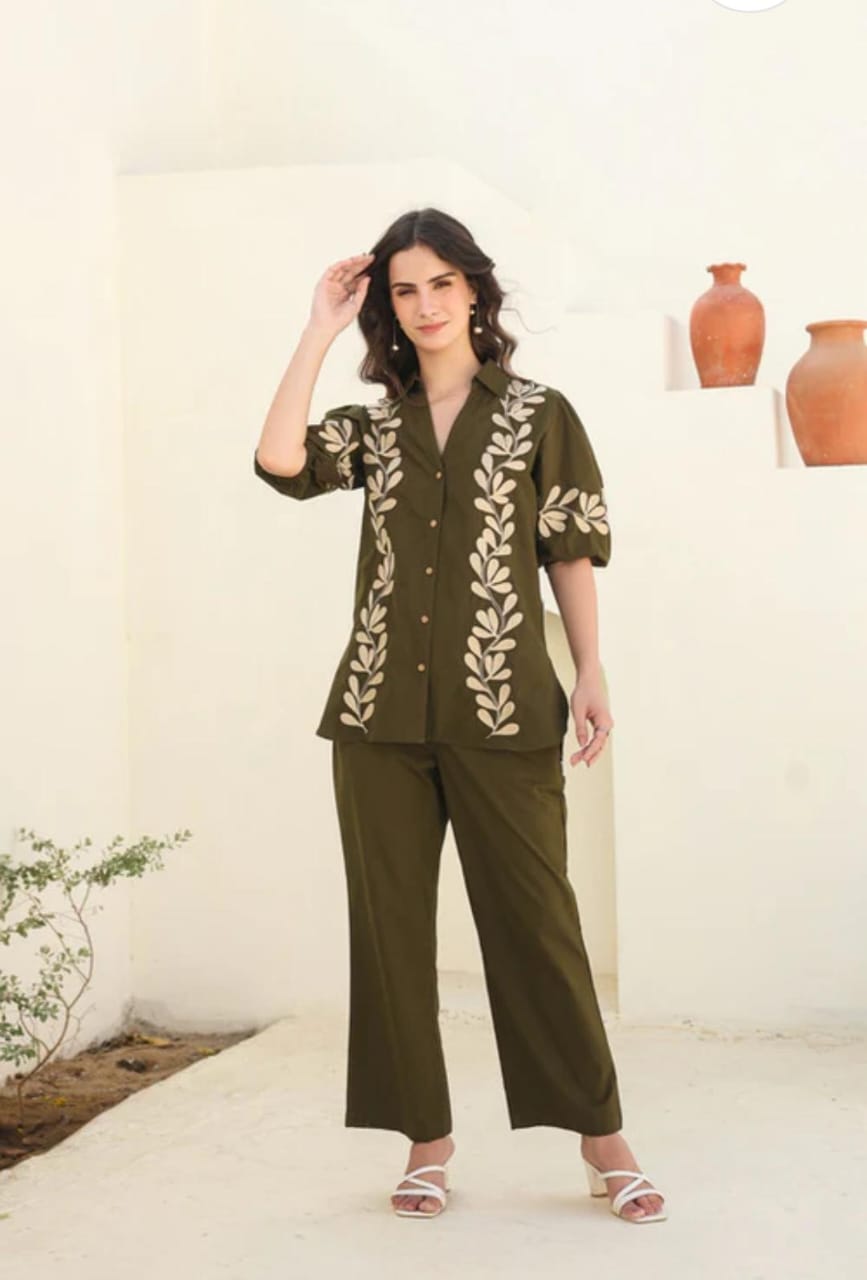 Premium Floral Embroidered Co-ord Set