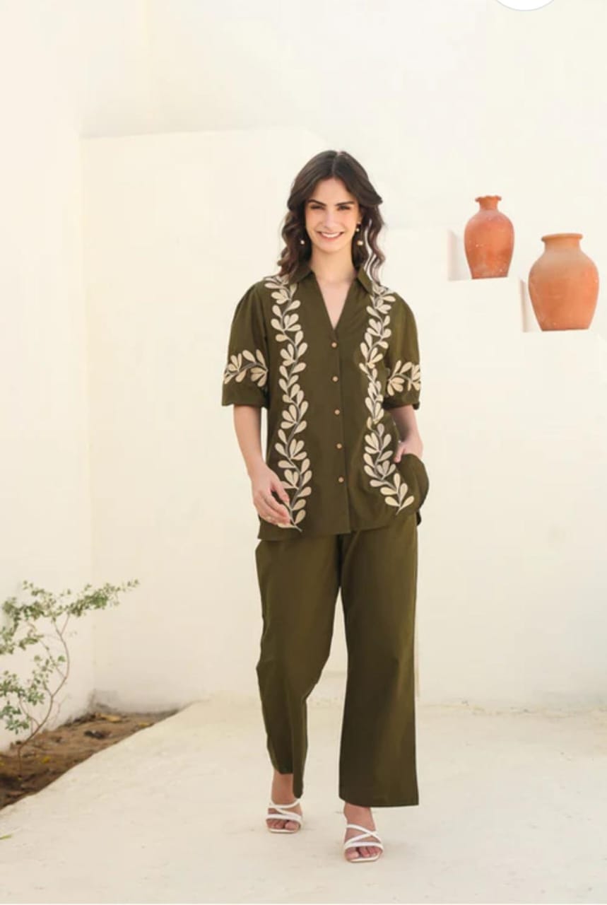 Premium Floral Embroidered Co-ord Set