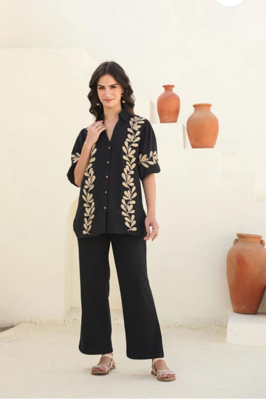 Premium Floral Embroidered Co-ord Set