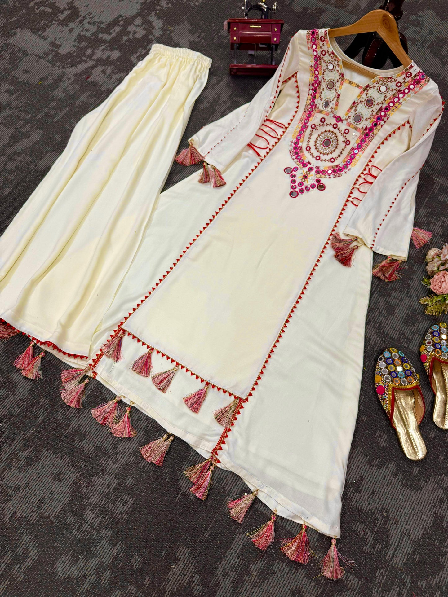 Designer White Embroidered Co-ord Set