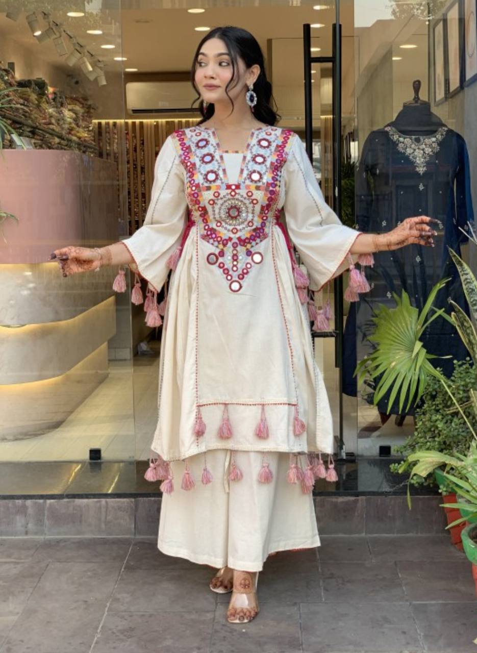 Designer White Embroidered Co-ord Set