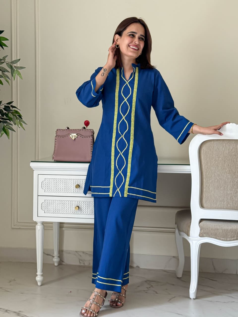Elegant Blue Designer Co-ord Set