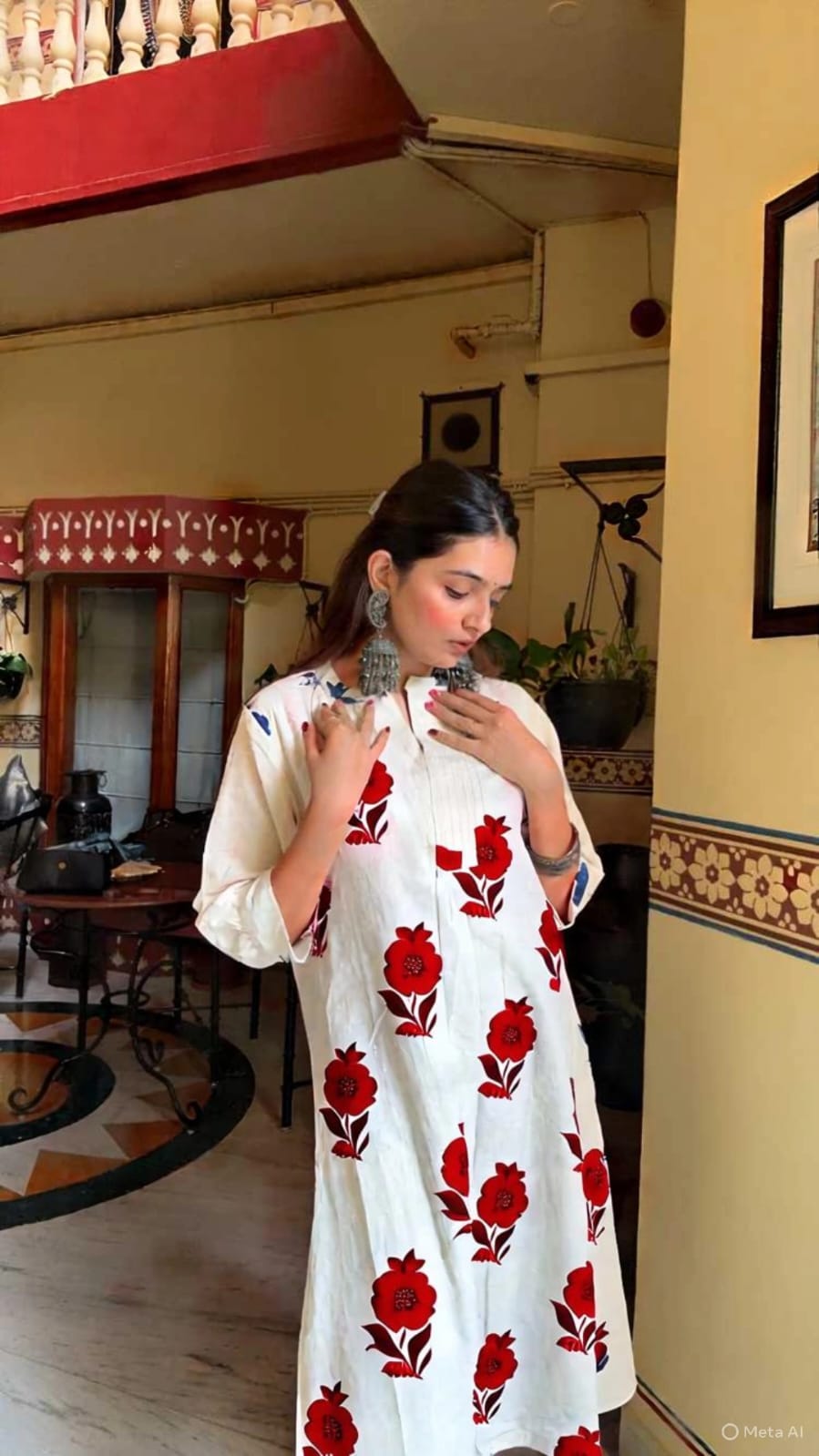 A-Line White Floral Printed Co-ord Set