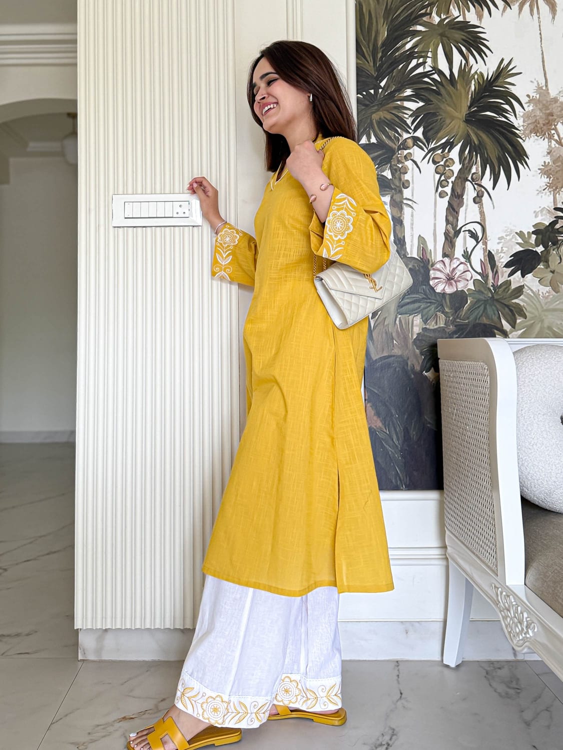 Elegant Mustard long Co-ord Set