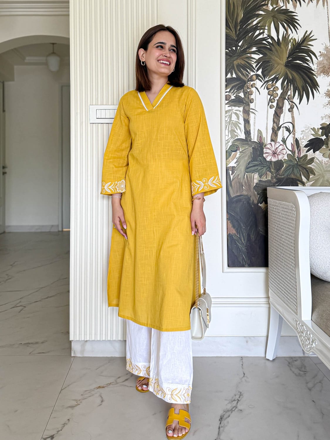 Elegant Mustard long Co-ord Set