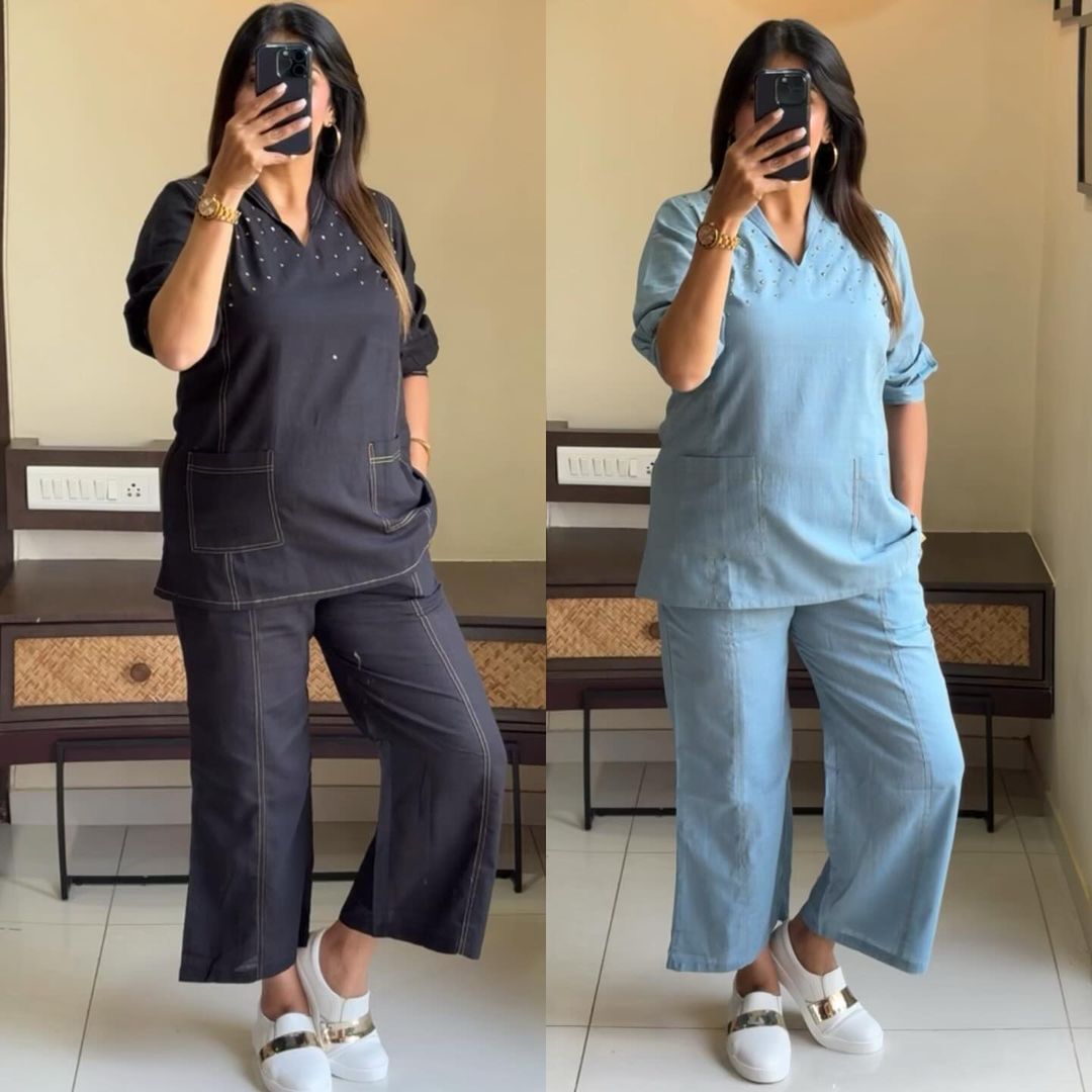 Solid Stylish Co-ord Set