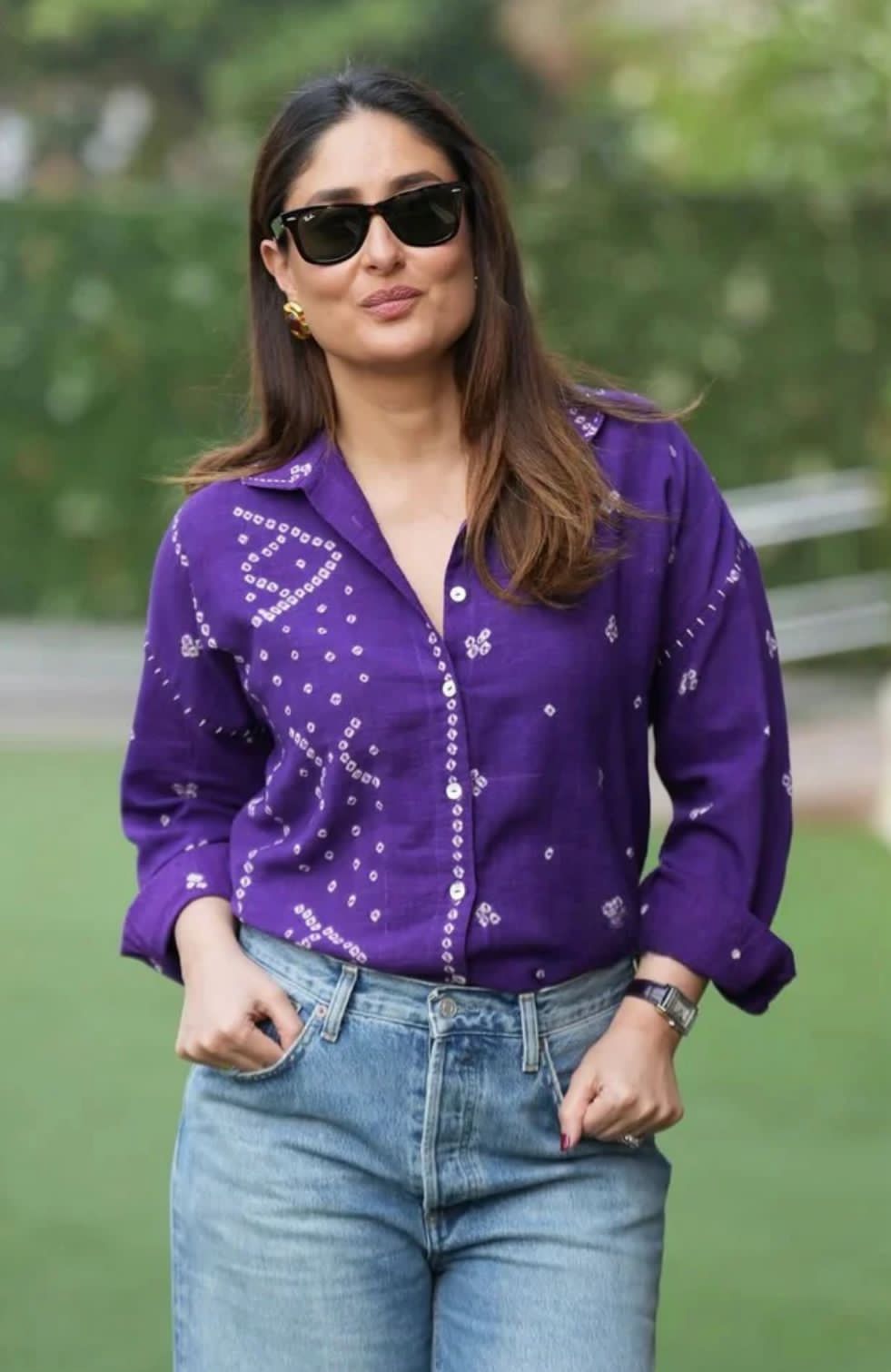 Kareena kapoor Stylish Purple Shirt