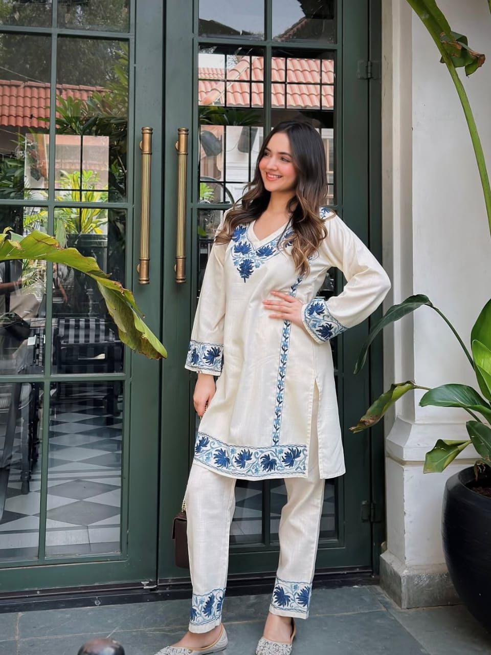 Classy White Embroidered Co-ord Set