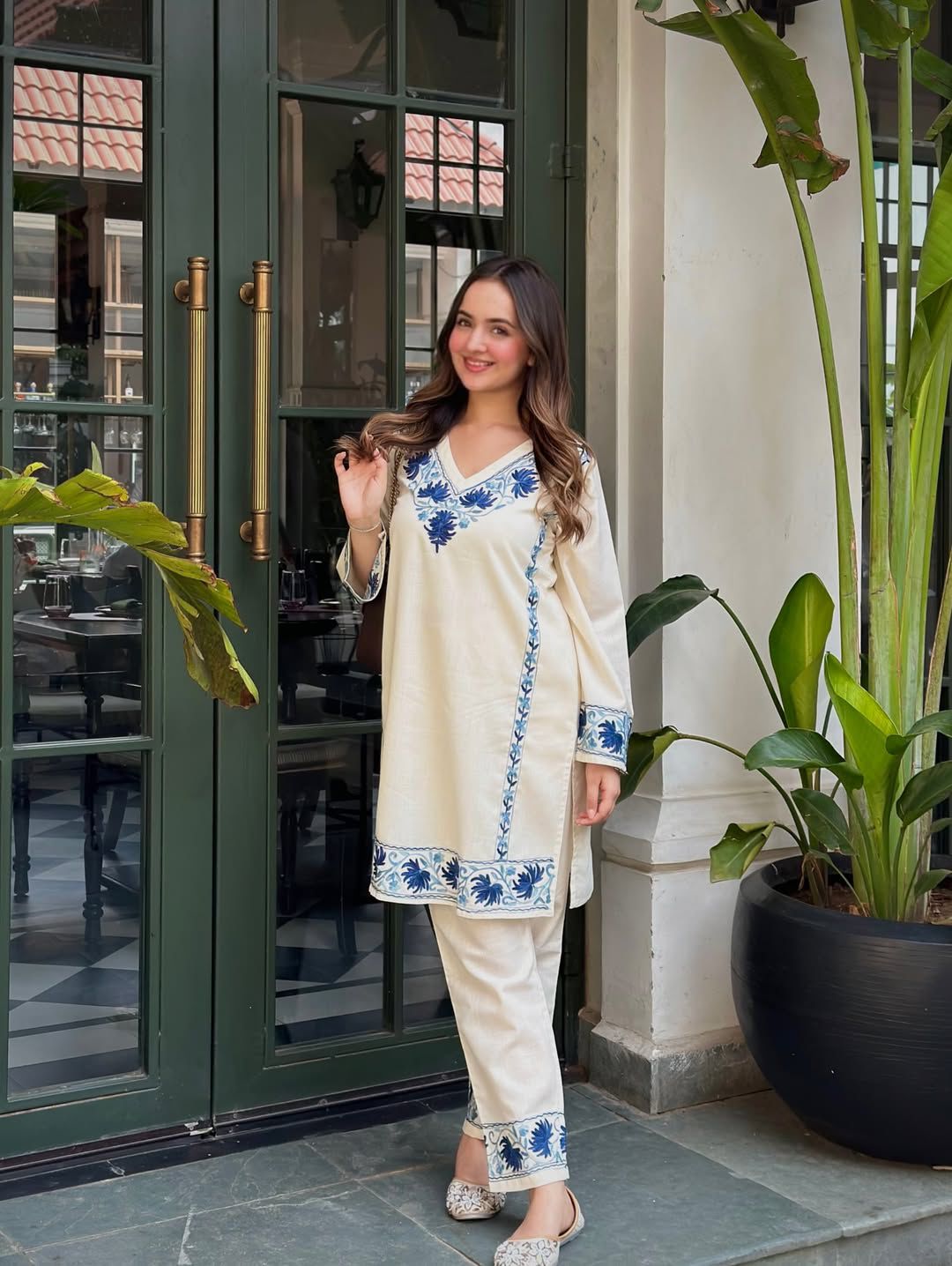 Classy White Embroidered Co-ord Set